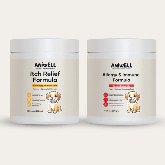Aniwell Itch & Allergy Combo: Itch Relief Formula & Allergy & Immune Formula