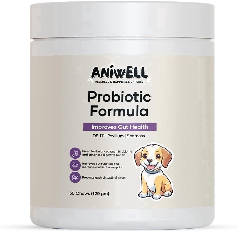 Aniwell Probiotics Chews for Digestive Health: Powered by Mixed Tocopherols, Supports Gut Health, Digestive Balance & Allergy Relief - Soft Chews | Pack of 3
