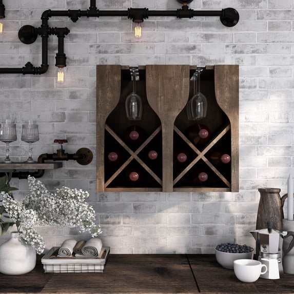 Aniya 8-Bottle Wood Wine Rack, Reclaimed Oak