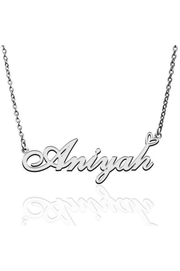 Aniyah Custom Name Necklace Customized Personalized Plated Name Necklace for Mother Daughter Friendship Women Valentine's Day Christmas Birthday New Year Silver