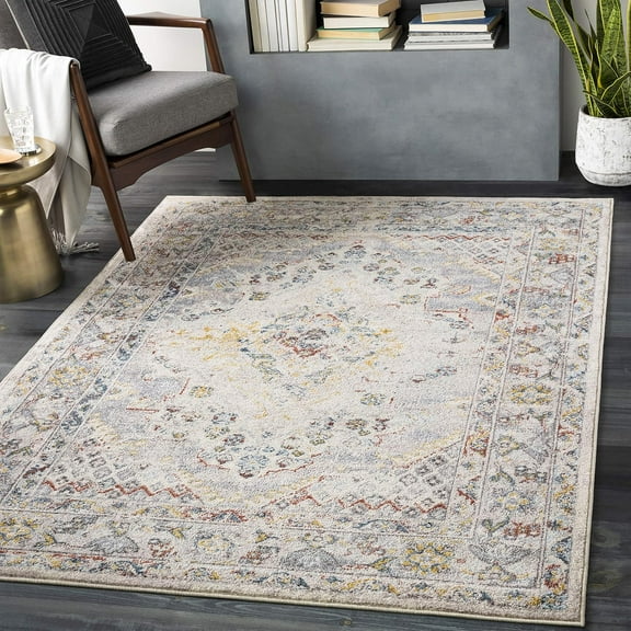 Anja Oriental Medallion Area Rug,7'10" x 10'3",Taupe
