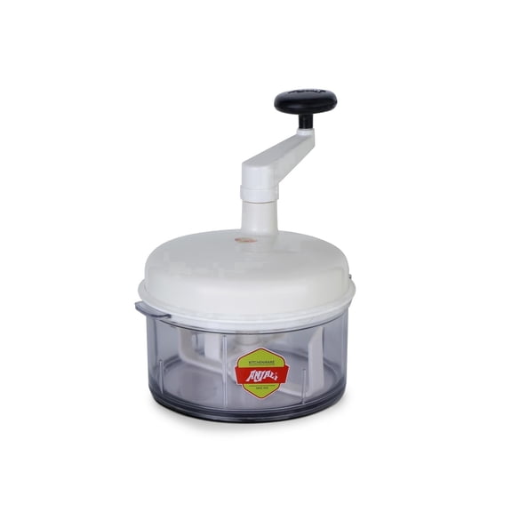 Anjali Manual Food Processor Hand Crank Vegetable Chopper with Stainless Steel Blades, Salad Spinner Mixer Slicer, Compact Kitchen Tool