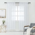 thumbnail image 1 of Anjee 2 Panels Rod Pocket Voile Sheer Curtains, White Polyester Semi Window Drapes with Printed Patterns, 52" x 45", 1 of 9
