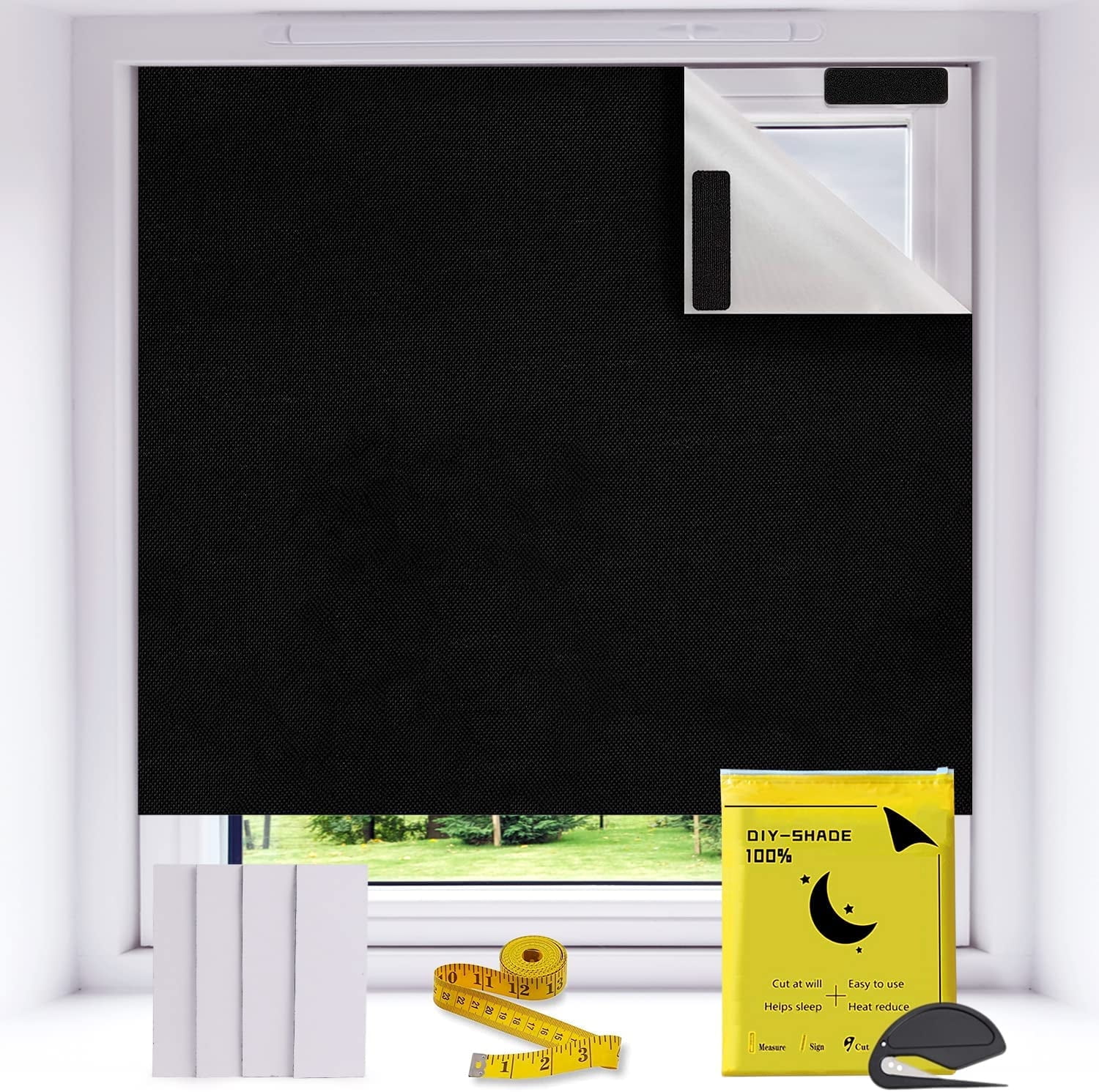Anjee Blackout Blinds for Windows Bedroom, Portable DIY 100% Blackout Curtains, Room Darkening Blackout Shades, 118"x57"