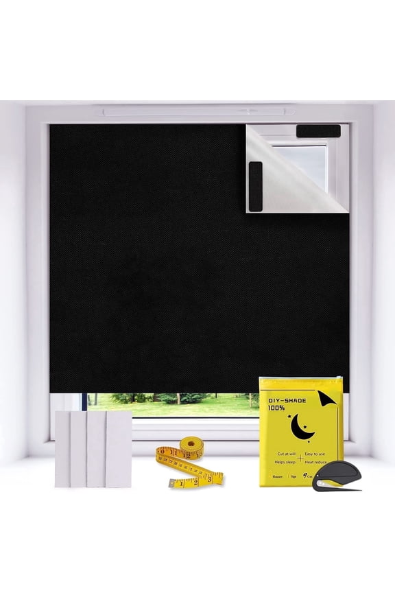 100% Blackout Blinds for Bedroom Windows Cover 118"x57", No Drill Room Darkening Blinds, Easy to Cut Fit for Bedroom, TV Room and Nursery Bedroom Black