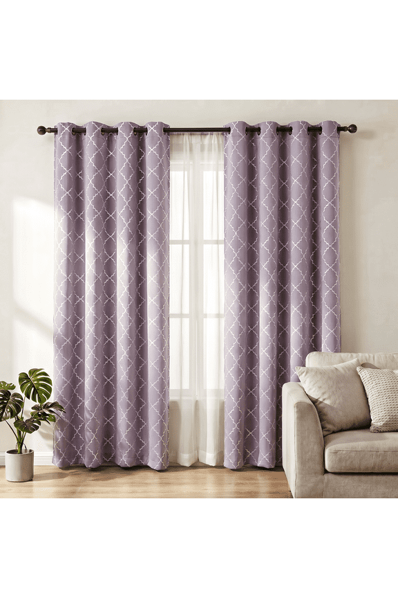 52"×84" Blackout Curtains 2 Panels for Summer, Moroccan Style Thermal Insulated Window Darkening Curtains, for Living Room Bedroom, Space Gray