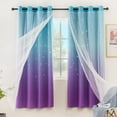 thumbnail image 1 of Anjee Blackout Curtains for Kids Girls Bedroom Curtain,Star Curtain Dual Layer Curtains with Sheer 2 Panel Set,52" x 63",Blue Purple, 1 of 13