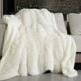 thumbnail image 1 of Anjee Faux Fur Soft Fuzzy Plush Sherpa Fluffy Fleece Long Hair Throw Blankets for Sofa Couch Bed 60x80 Inches,Cream White, 1 of 10