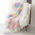 thumbnail image 1 of Anjee Faux Fur Weighted Blanket 15lbs, Shaggy Fleece Throw Weighted Blankets, 60"x80" Rainbow, 1 of 9