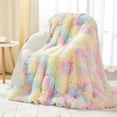 thumbnail image 1 of Anjee Faux Fur Weighted Blanket Queen Size 20 lbs 60x80 inches, Warm Sherpa Weighted Blankets for Adults, Thick Heavy Blanket with Soft Plush Fleece & Cozy Sherpa Great for Relax, Rest, Rainbow, 1 of 10