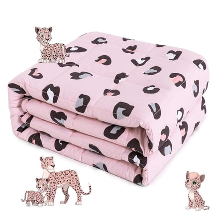 Anjee Weighted Blanket for Kids, All Season Soft Cozy Washable Heavy Calming Blanket, Pink Leopard 3 lbs 36" x 48", Ideal for Home School Naps