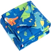 Anjee Kids Weighted Blanket 3lbs, Washable Breathable Heavy Blanket with Glass Beads, All-Season Use for Relaxation, Blue Dinosaur 36" x 48"