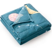 Anjee Kids Weighted Blanket for All Season 36"x48" 3 lbs, 100% Cotton Heavy Blanket with Glass Beads, Good for Calm Sleep, Star and Moon Blue