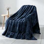 Anjee Adult Weighted Blanket 60"x80" for All Seasons, Ultra Cozy Fleece Reversible Heavy Blanket for Bed, Sofa & Chair, for Better Sleep, 15 lbs Navy Blue