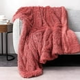 thumbnail image 1 of Anjee Soft Fuzzy Faux Fur Throw Blanket, Reversible Shaggy Cozy Furry Blanket, Breathable & Washable, 90" x 90", Pink Color, 1 of 9