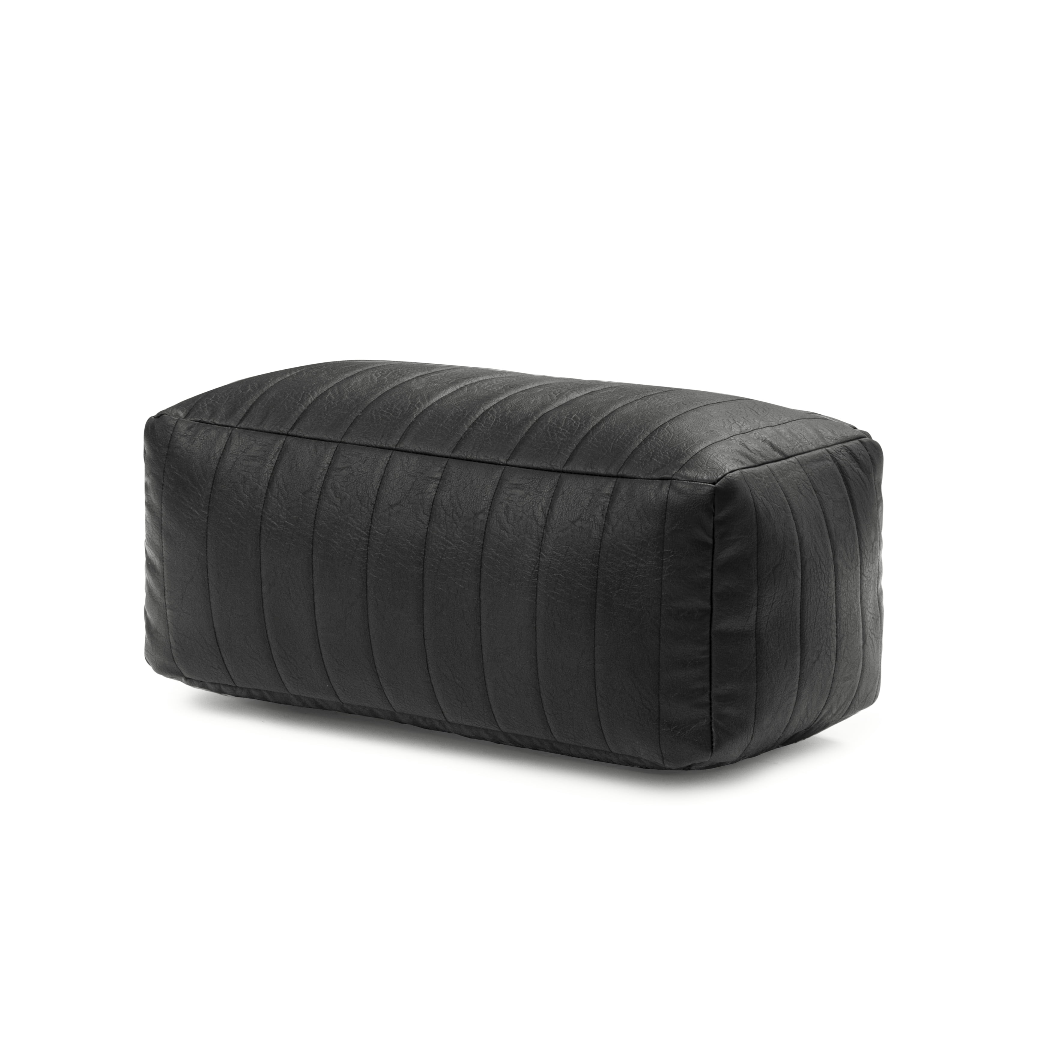 Anji Mountain 100% Handmade & Handcrafted Comfortable Home Décor Pouf Ottoman Footrest For Living Room, Bedroom, Nursery, Kidsroom, Patio Furniture - (22" x 12" x 10" - Black)