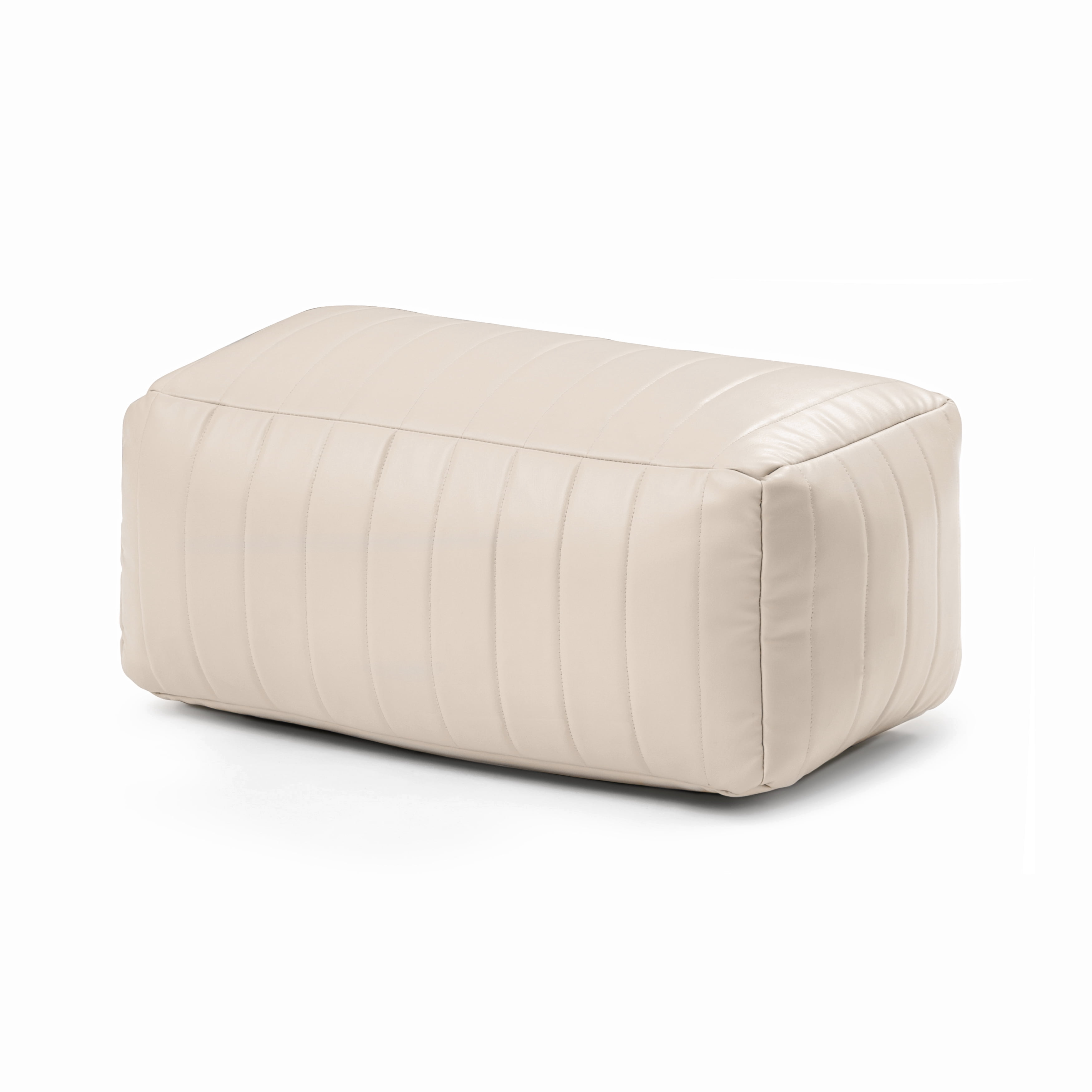 Anji Mountain 100% Handmade & Handcrafted Comfortable Home Décor Pouf Ottoman Footrest For Living Room, Bedroom, Nursery, Kidsroom, Patio Furniture - (22" x 12" x 10" - Cream)