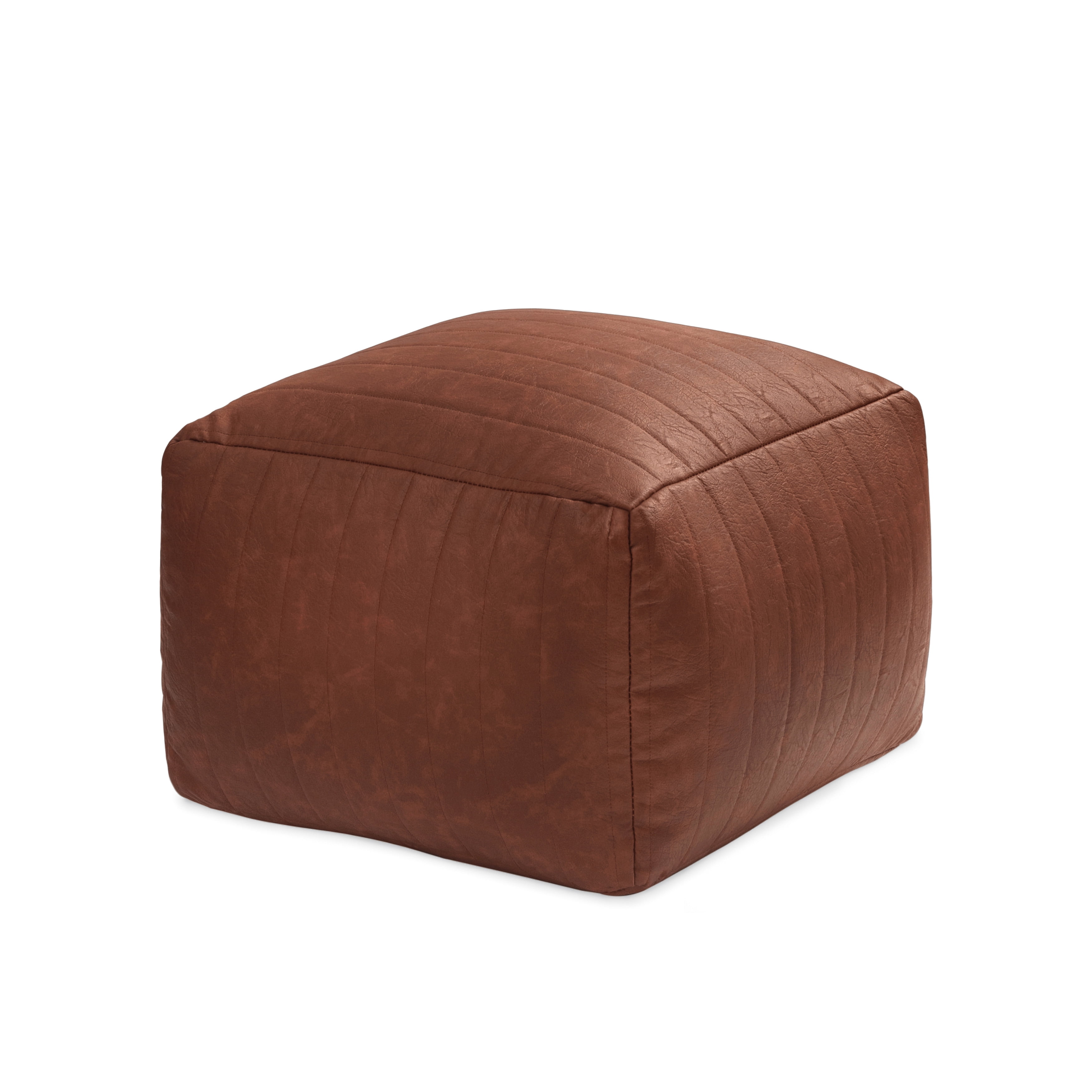 Anji Mountain 100% Handmade & Handcrafted Comfortable Home Décor Pouf Ottoman Footrest For Living Room, Bedroom, Nursery, Kidsroom, Patio Furniture - (22" x 22" x 16" - Cognac)