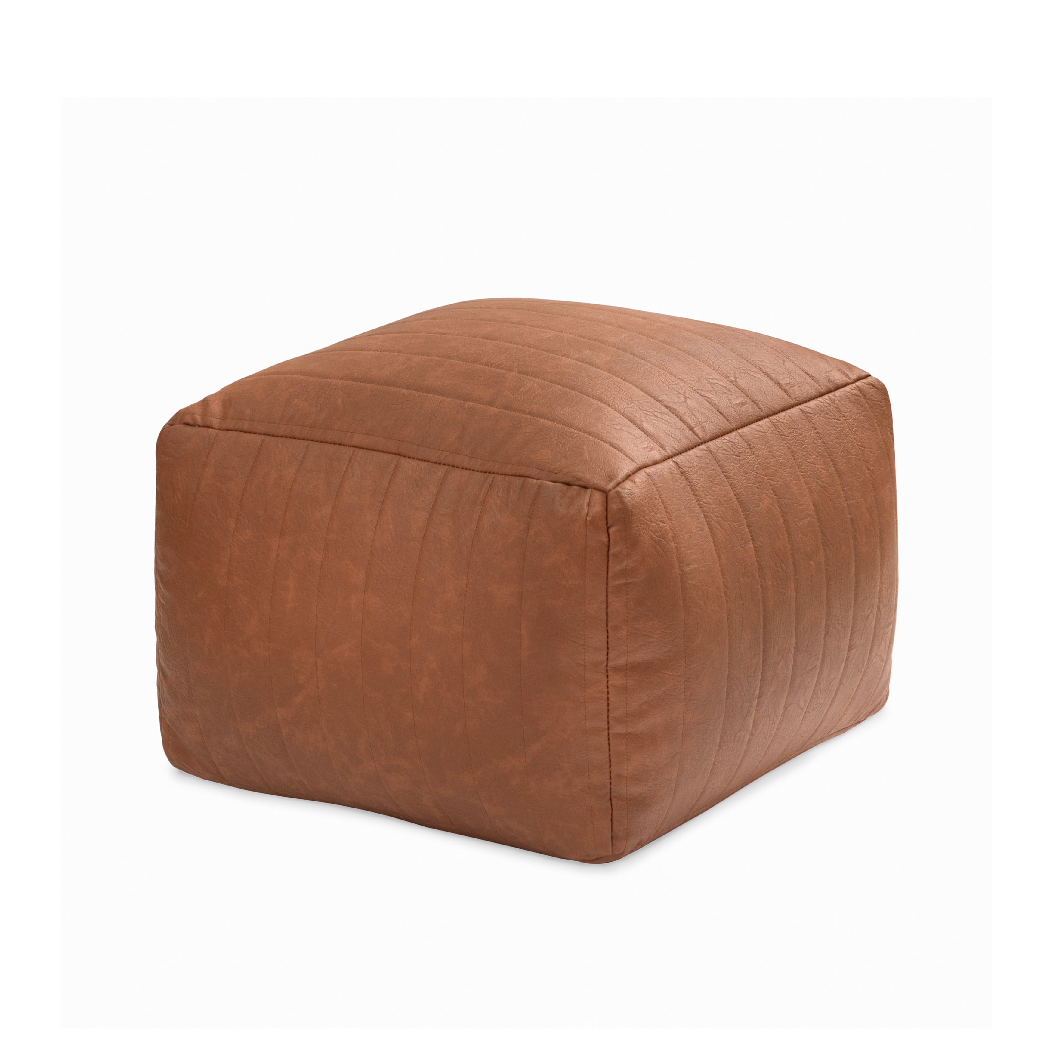 Anji Mountain 100% Handmade & Handcrafted Comfortable Home Décor Pouf Ottoman Footrest For Living Room, Bedroom, Nursery, Kidsroom, Patio Furniture - (22" x 22" x 16" - Camel)