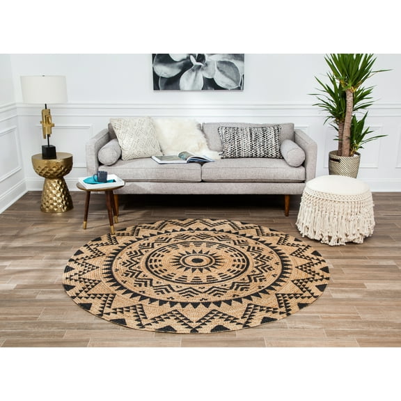 Anji Mountain 6' Round Cortez Tribal Rug