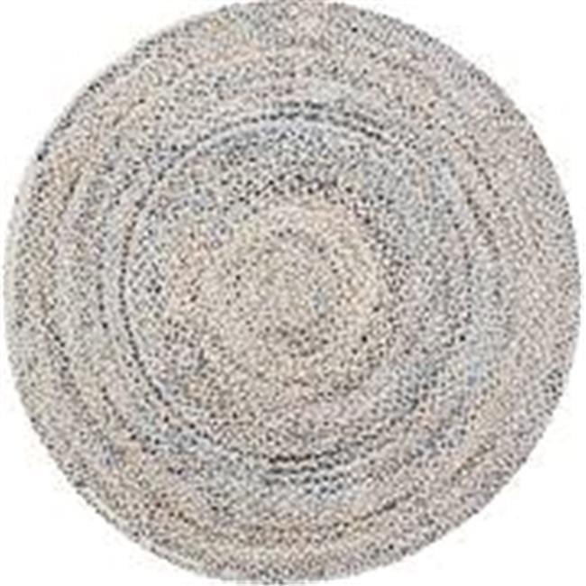 6' Round Braided Denim Blue Cotton and Jute Area Rug
