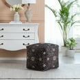 thumbnail image 1 of Anji Mountain Black Jacquard Woven Polyester Square Poufs, 1 of 7