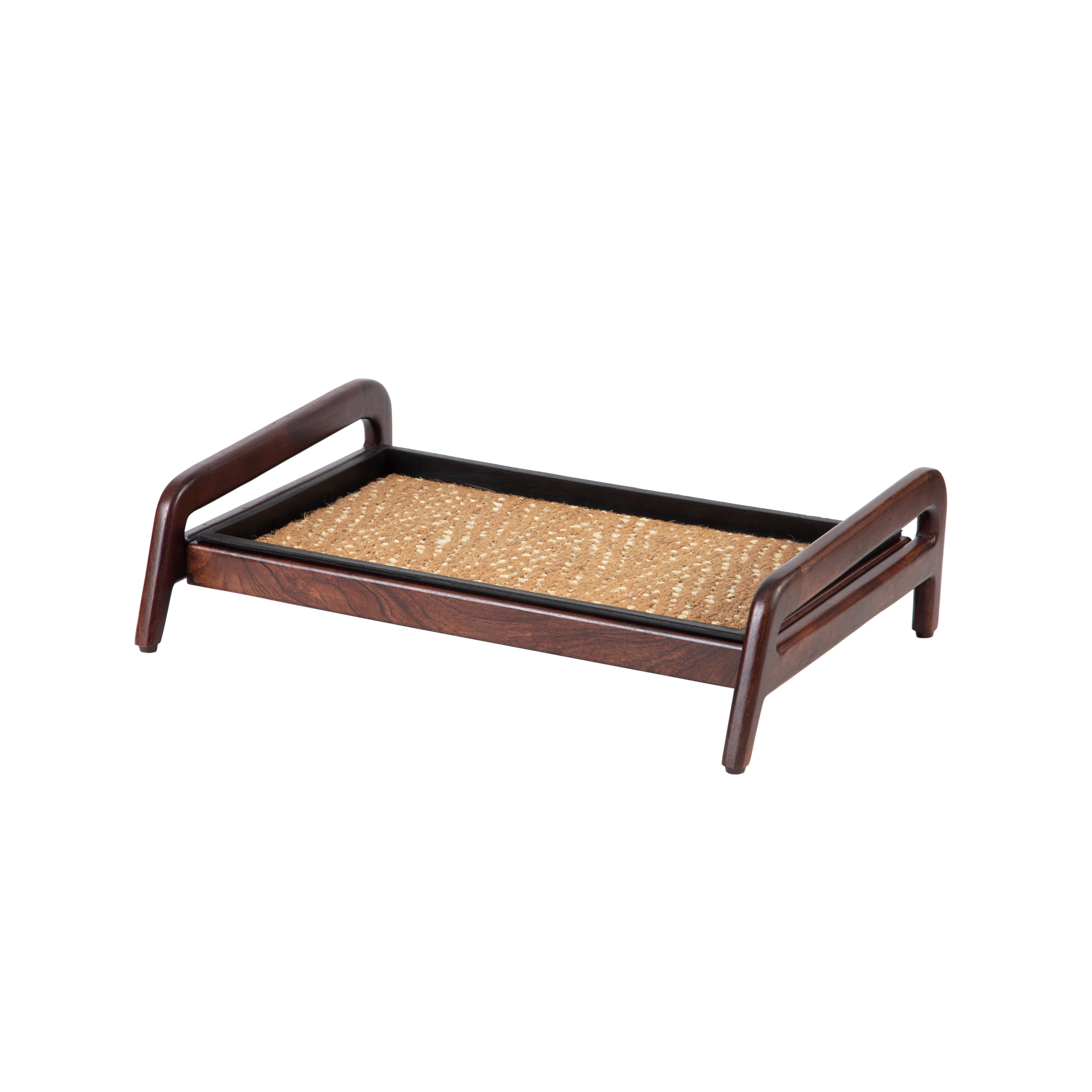 Anji Mountain Heavy Duty Waterproof Wooden Shoe Storage Mat Organizer/Boot Storage Tray Multi Use for Entryway with Coir, Tan and Khaki Insert, 1 Tier, Fits 2 Pair (26.5" Wide)