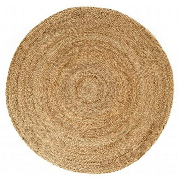 Anji Mountain Jute Area Rug AMB0328 Kerala Natural Handloomed Braided 4' x 4' Round