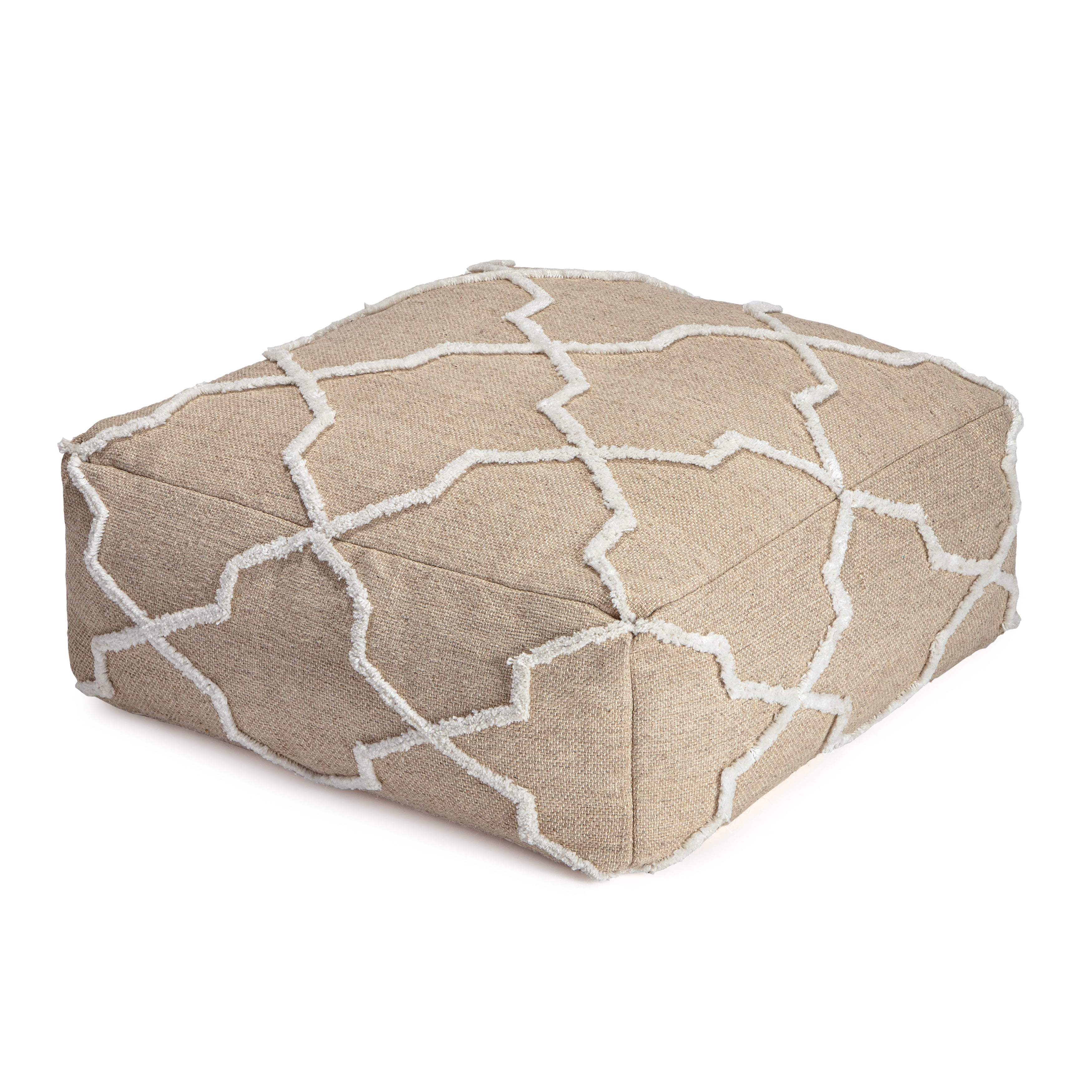 Anji Mountain Jute Cotton Polyester Square Poufs