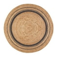 thumbnail image 1 of Kerala Mist Gray Stripe Jute Rug 4' Round, 1 of 4