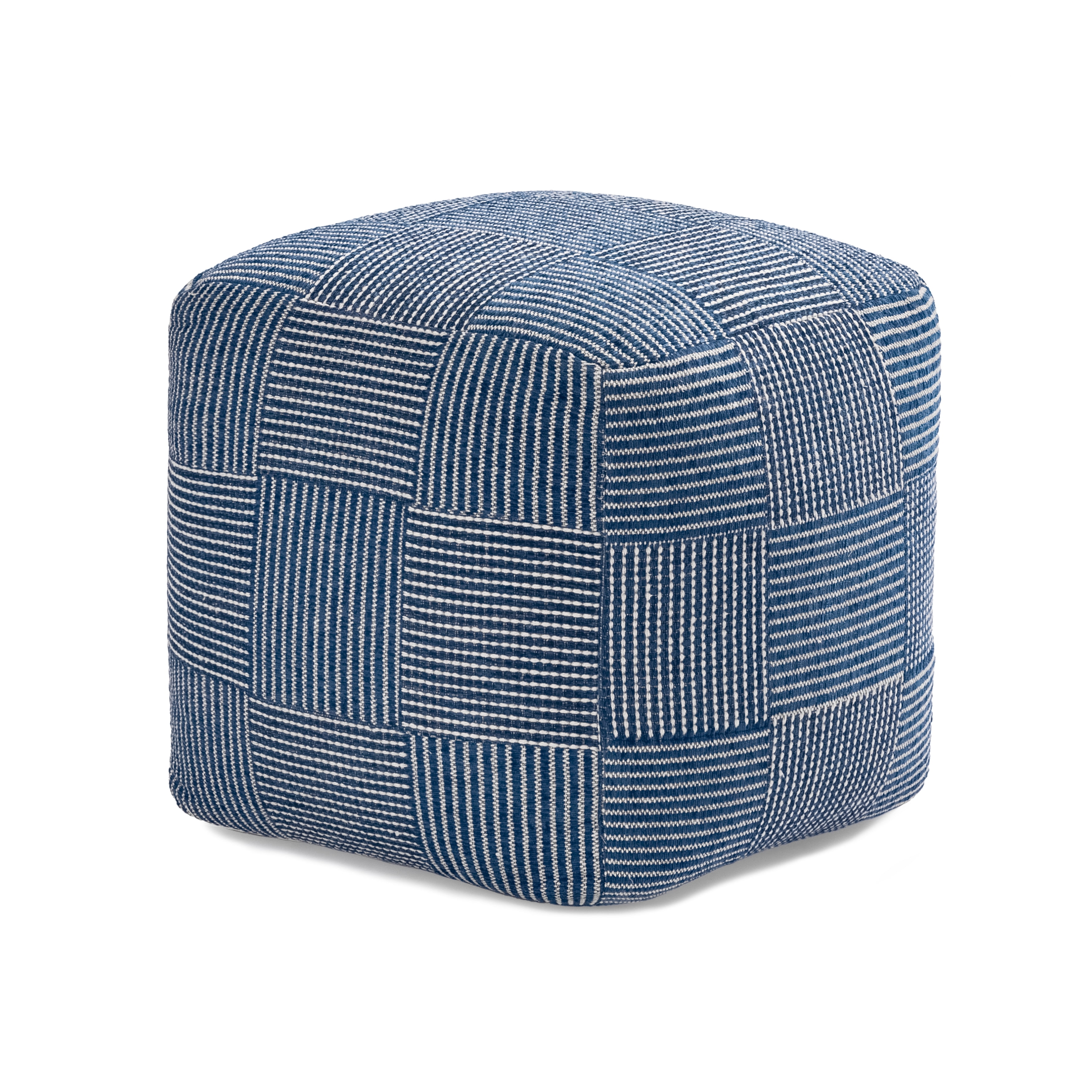 Anji Mountain Pouf Ottoman Foot Rest, Handmade Ottoman Pouf, Comfortable Foot Stool, Decorative Floor Seating for Living Room Decor, Bedroom & Home Décor Accent - Sailor Blue