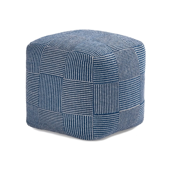 Anji Mountain Pouf Ottoman Foot Rest, Handmade Ottoman Pouf, Comfortable Foot Stool, Decorative Floor Seating for Living Room Decor, Bedroom & Home Décor Accent - Sailor Blue