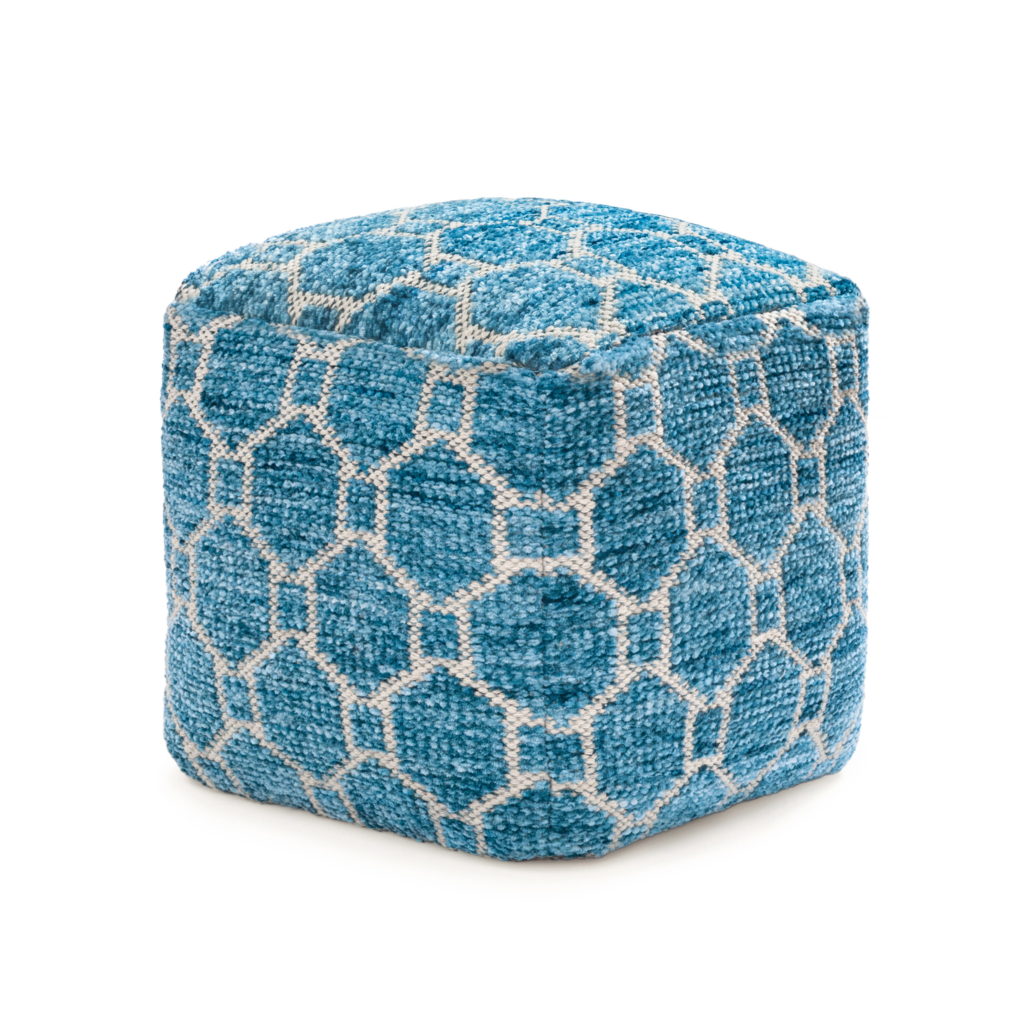 Anji Mountain Pouf Ottoman Foot Rest, Handmade Ottoman Pouf, Comfortable Foot Stool, Decorative Floor Seating for Living Room Decor, Bedroom & Home Décor Accent - Blue