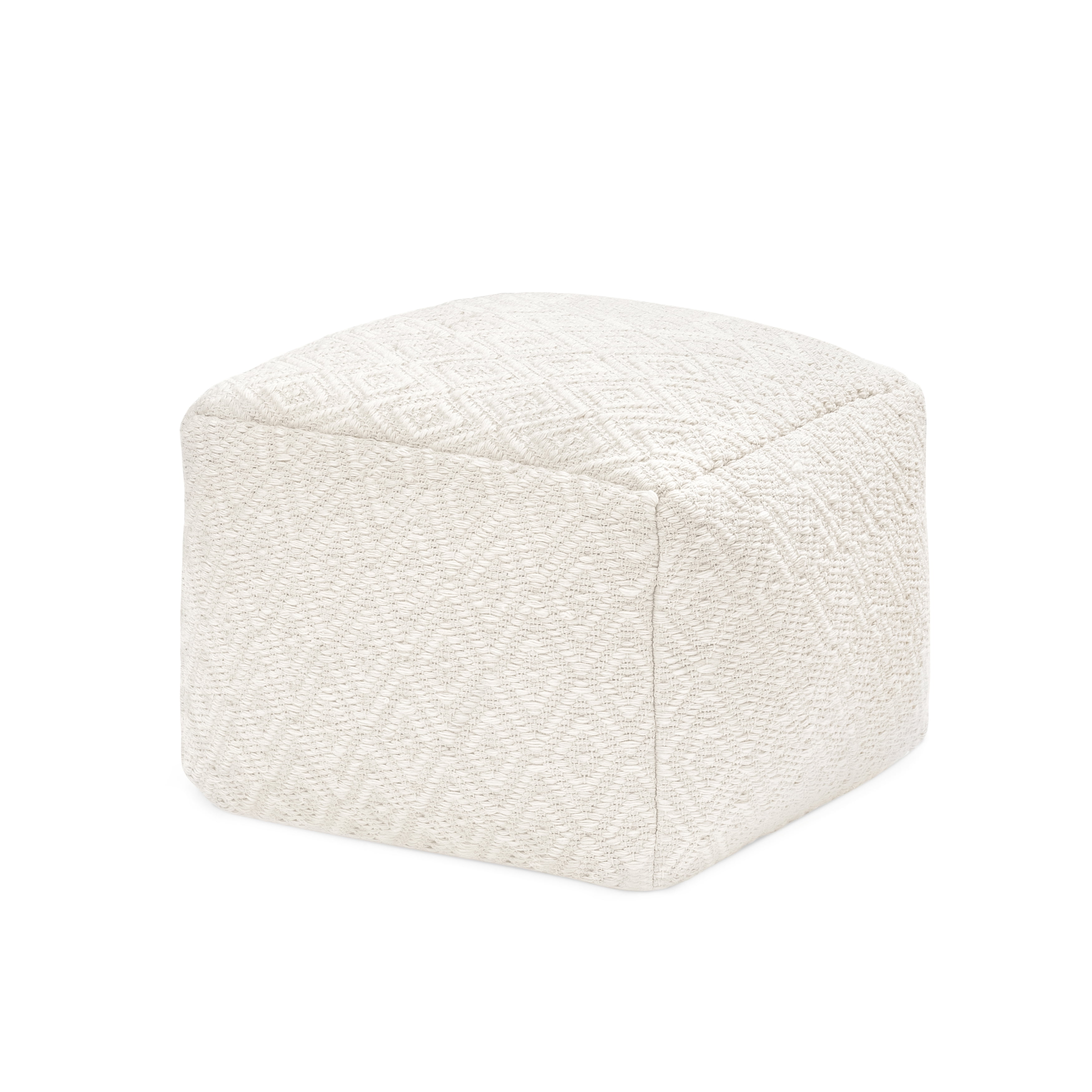 Anji Mountain Pouf Ottoman Foot Rest, Handmade Ottoman Pouf, Comfortable Foot Stool, Decorative Floor Seating for Living Room Decor, Bedroom & Home Décor Accent - Ivory