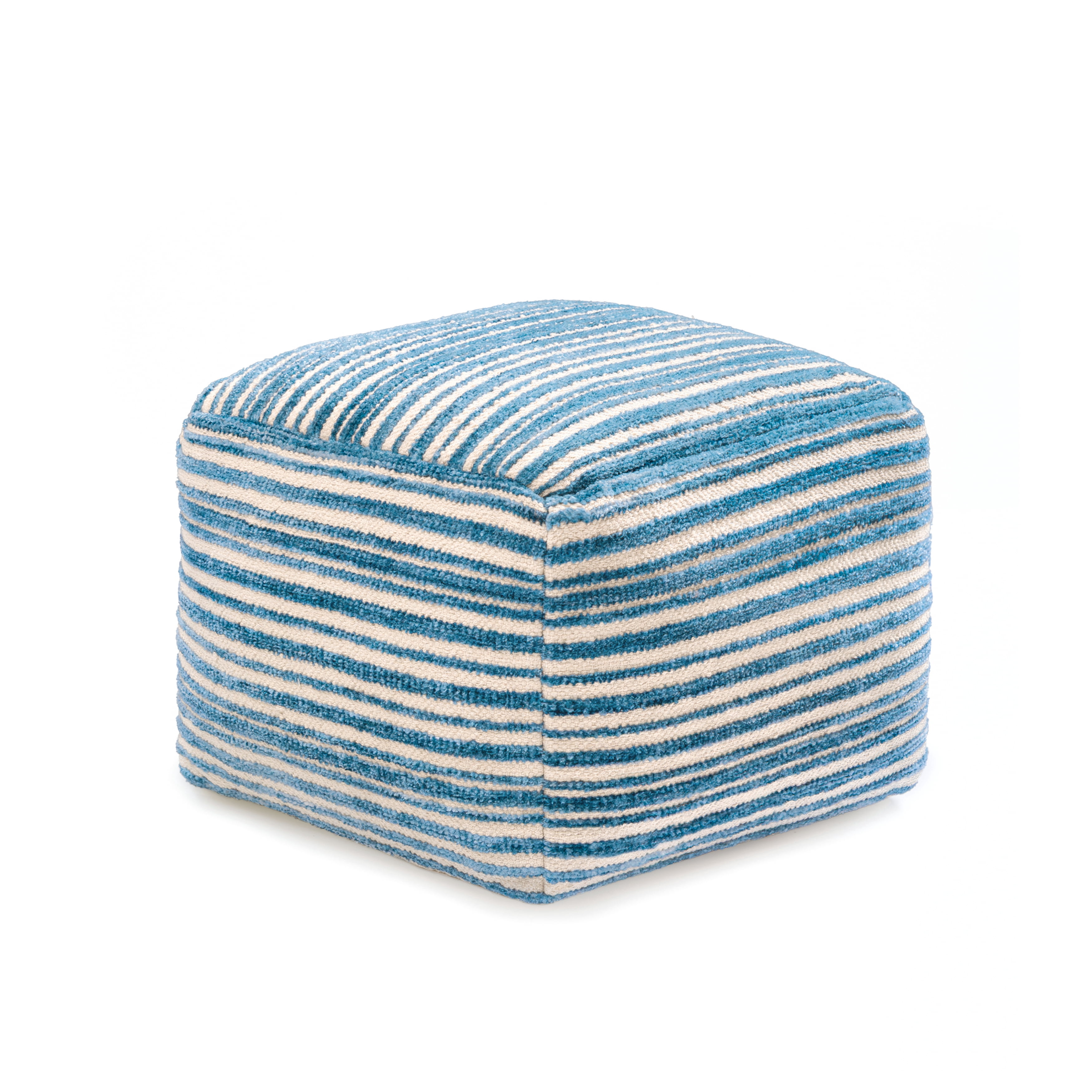 Anji Mountain Pouf Ottoman Foot Rest, Handmade Ottoman Pouf, Comfortable Foot Stool, Decorative Floor Seating for Living Room Decor, Bedroom & Home Décor Accent - Blue