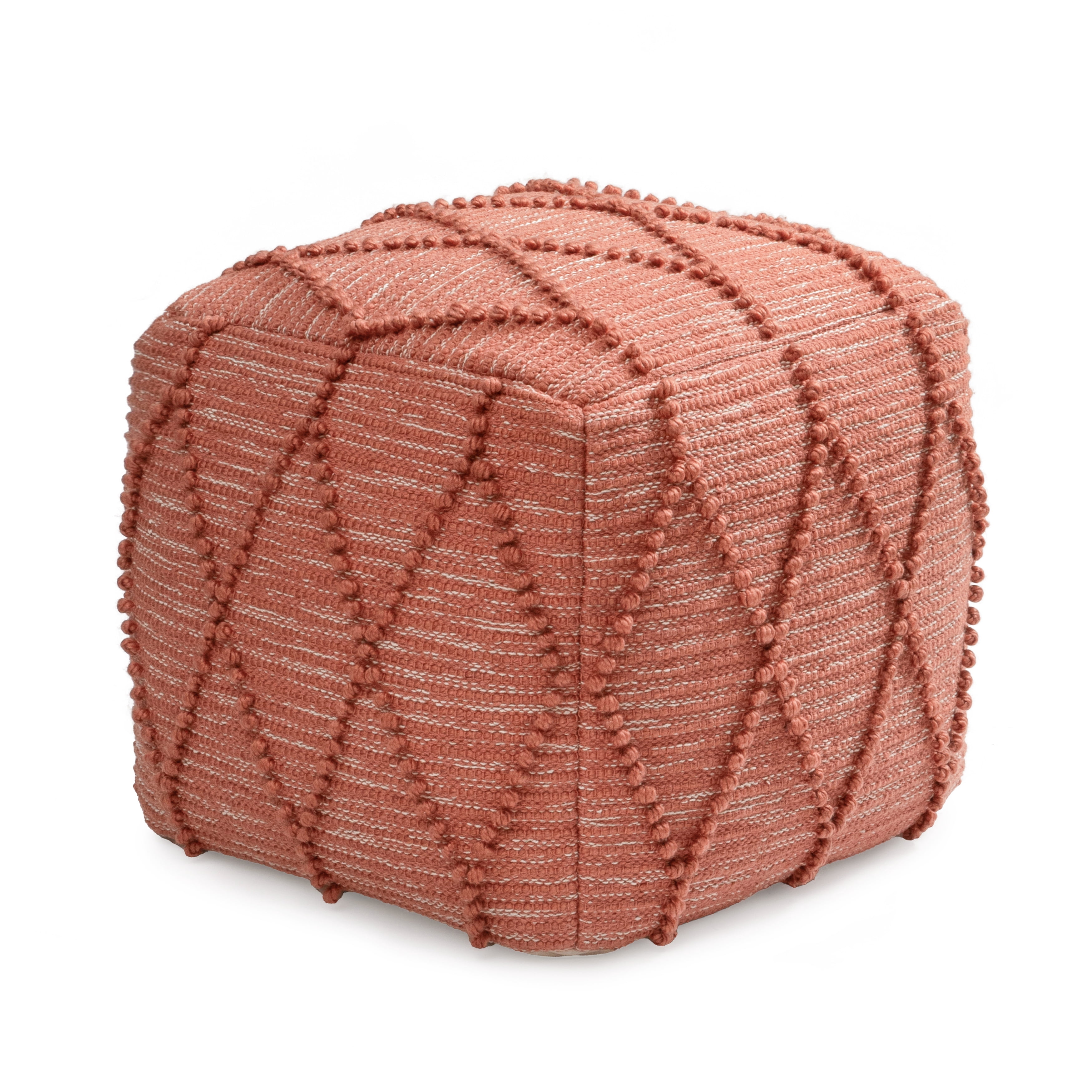 Anji Mountain Pouf Ottoman Foot Rest, Handmade Ottoman Pouf, Comfortable Foot Stool, Decorative Floor Seating for Living Room Decor, Bedroom & Home Décor Accent - Terracotta