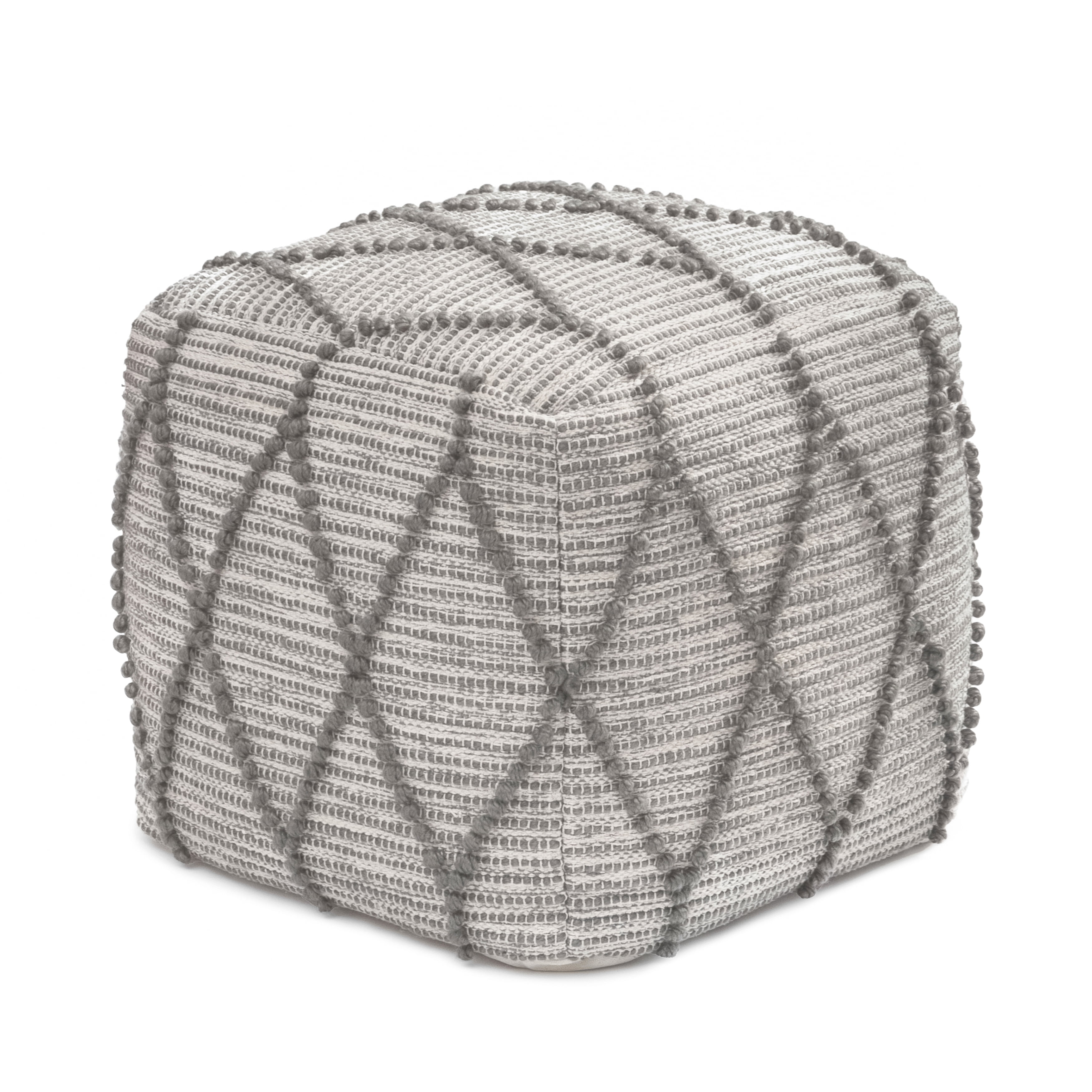 Anji Mountain Pouf Ottoman Foot Rest, Handmade Ottoman Pouf, Comfortable Foot Stool, Decorative Floor Seating for Living Room Decor, Bedroom & Home Décor Accent - Warm Gray