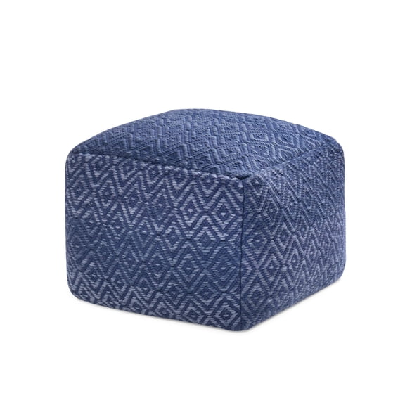Anji Mountain Pouf Ottoman Foot Rest, Handmade Ottoman Pouf, Comfortable Foot Stool, Decorative Floor Seating for Living Room Decor, Bedroom & Home Décor Accent - Blue
