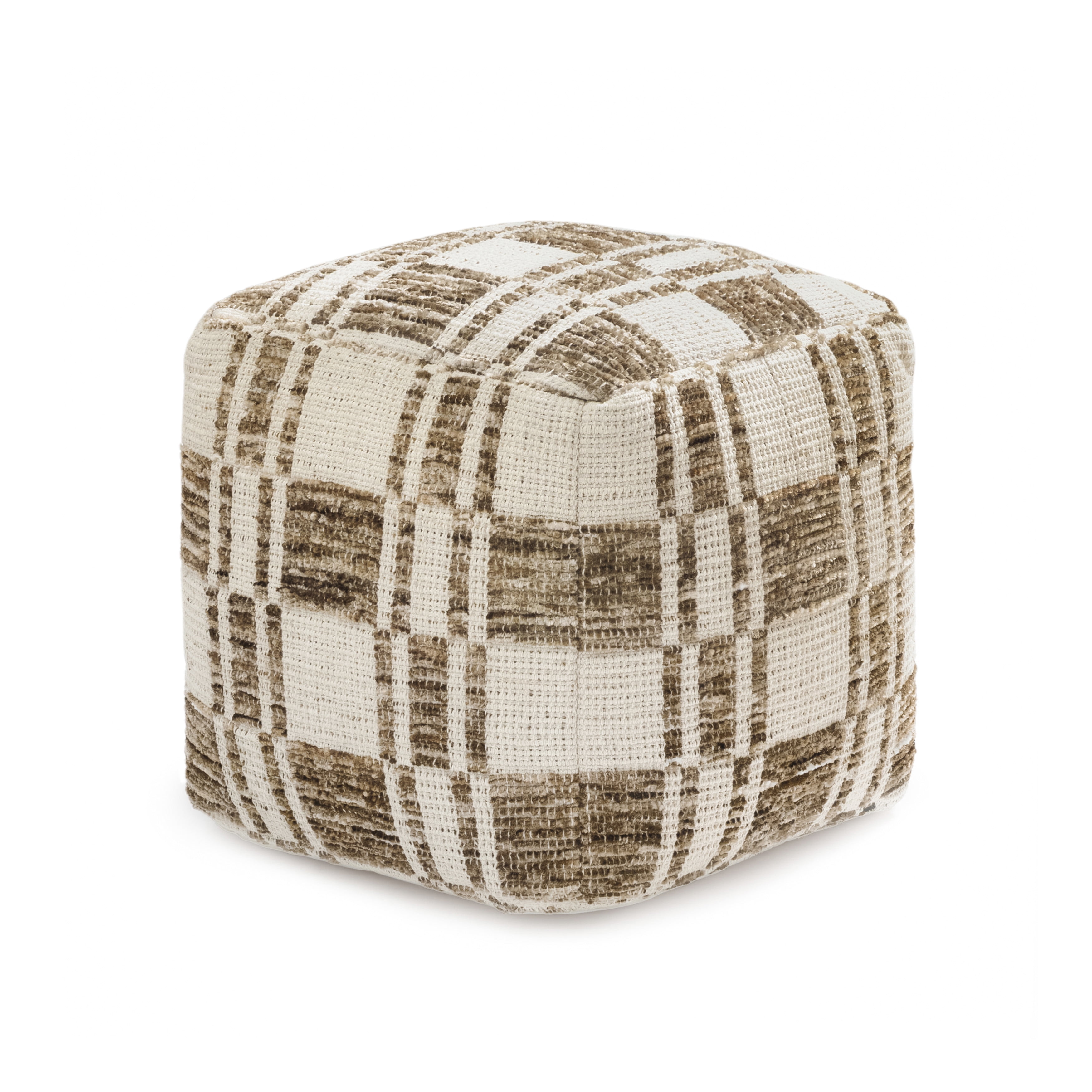 Anji Mountain Pouf Ottoman Foot Rest, Handmade Ottoman Pouf, Comfortable Foot Stool, Decorative Floor Seating for Living Room Decor, Bedroom & Home Décor Accent - Brown