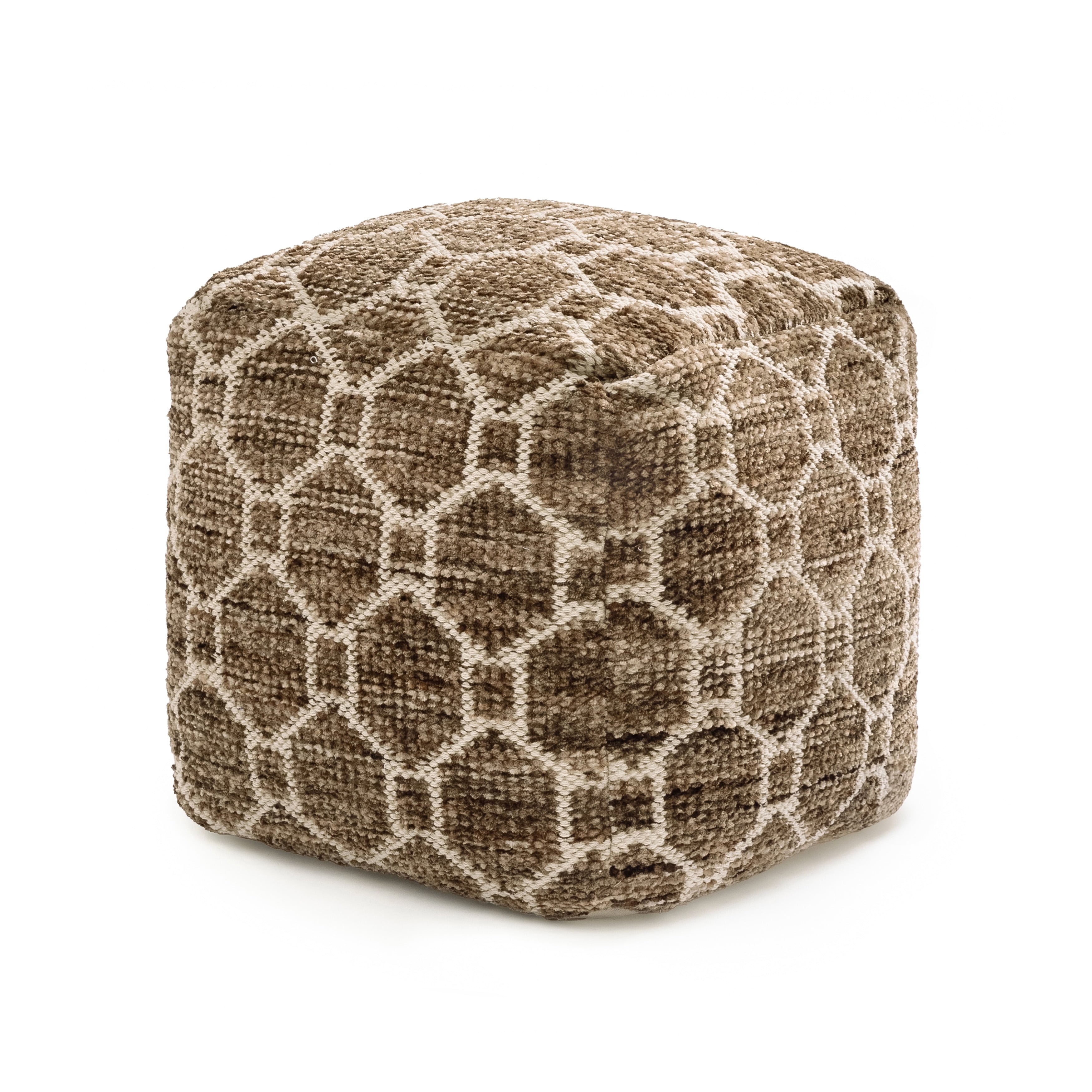 Anji Mountain Pouf Ottoman Foot Rest, Handmade Ottoman Pouf, Comfortable Foot Stool, Decorative Floor Seating for Living Room Decor, Bedroom & Home Décor Accent - Brown