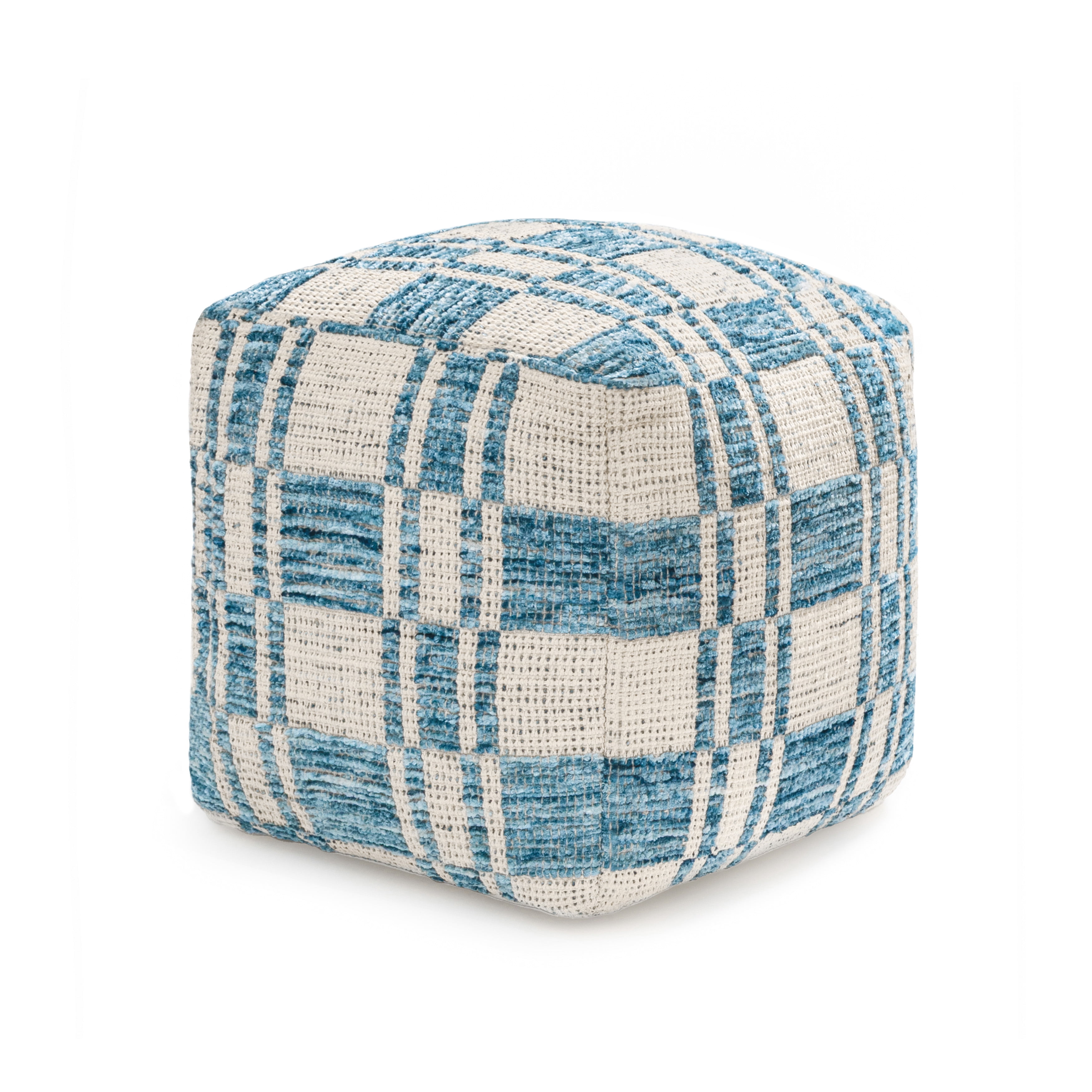 Anji Mountain Pouf Ottoman Foot Rest, Handmade Ottoman Pouf, Comfortable Foot Stool, Decorative Floor Seating for Living Room Decor, Bedroom & Home Décor Accent - Blue