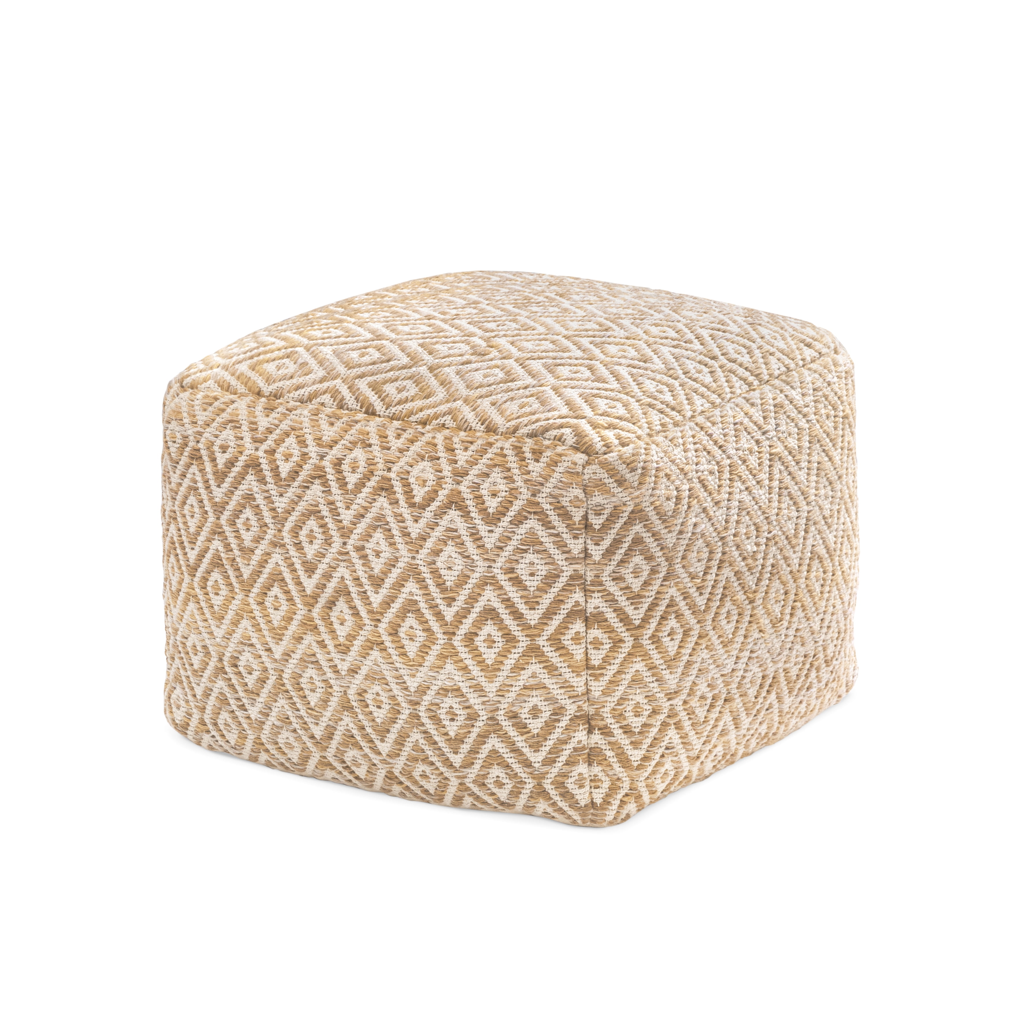 Anji Mountain Pouf Ottoman Foot Rest, Handmade Ottoman Pouf, Comfortable Foot Stool, Decorative Floor Seating for Living Room Decor, Bedroom & Home Décor Accent - Mustard