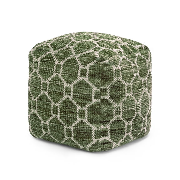Anji Mountain Pouf Ottoman Foot Rest, Handmade Ottoman Pouf, Comfortable Foot Stool, Decorative Floor Seating for Living Room Decor, Bedroom & Home Décor Accent - Green