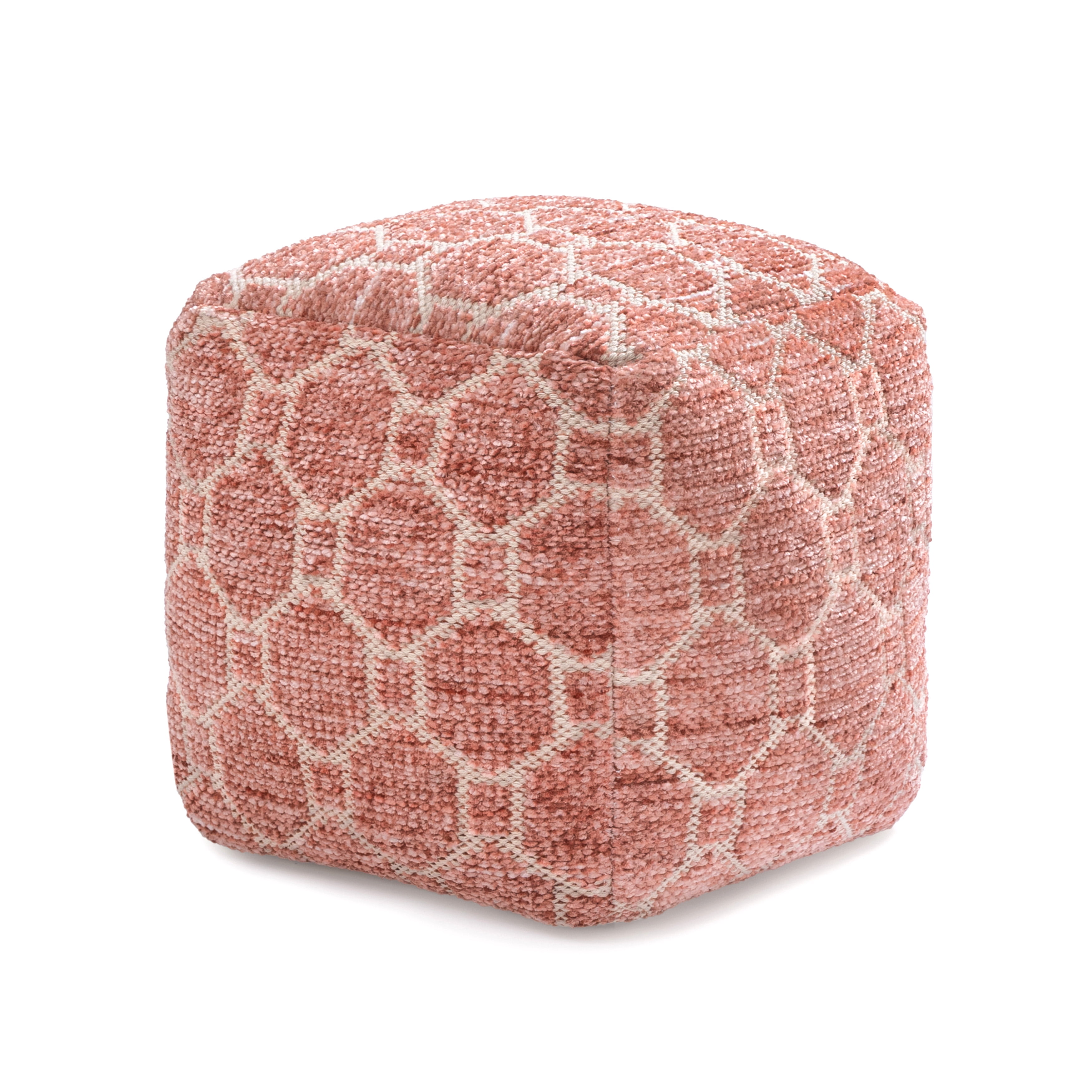 Anji Mountain Pouf Ottoman Foot Rest, Handmade Ottoman Pouf, Comfortable Foot Stool, Decorative Floor Seating for Living Room Decor, Bedroom & Home Décor Accent - Red
