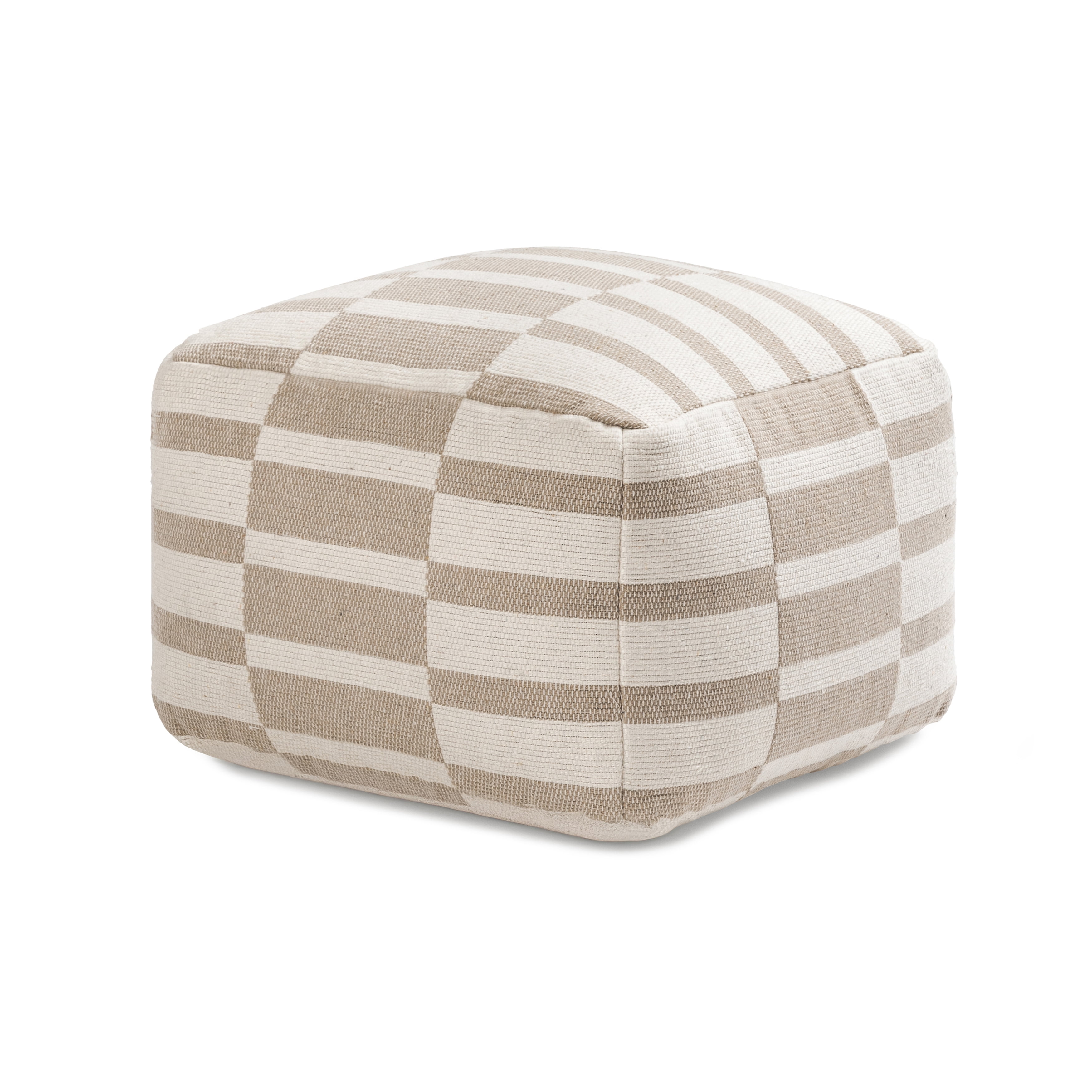 Anji Mountain Pouf Ottoman Foot Rest, Handmade Ottoman Pouf, Comfortable Foot Stool, Decorative Floor Seating for Living Room Decor, Bedroom & Home Décor Accent - Natural