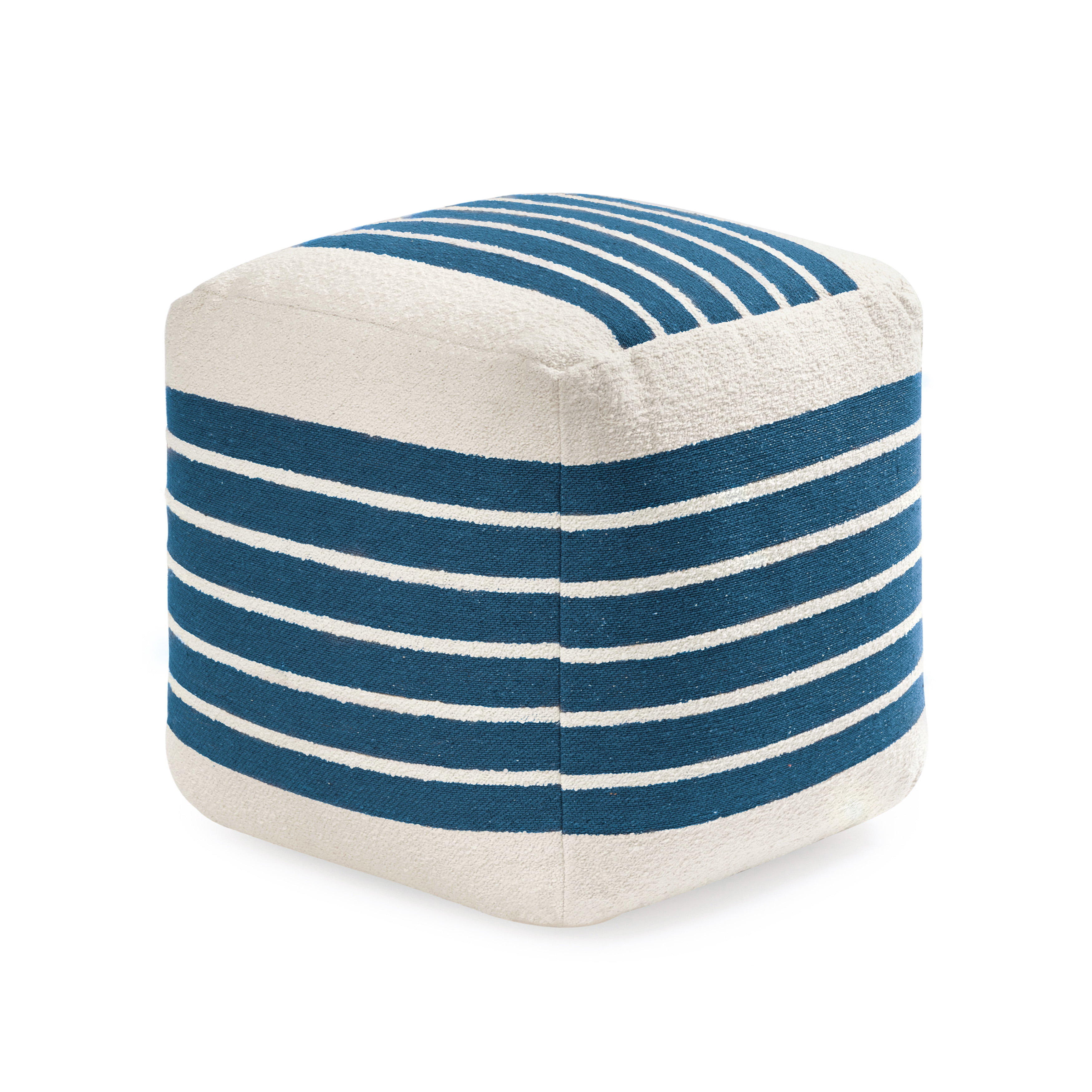 Anji Mountain Pouf Ottoman Foot Rest, Handmade Ottoman Pouf, Comfortable Foot Stool, Decorative Floor Seating for Living Room Decor, Bedroom & Home Décor Accent - Sailor Blue