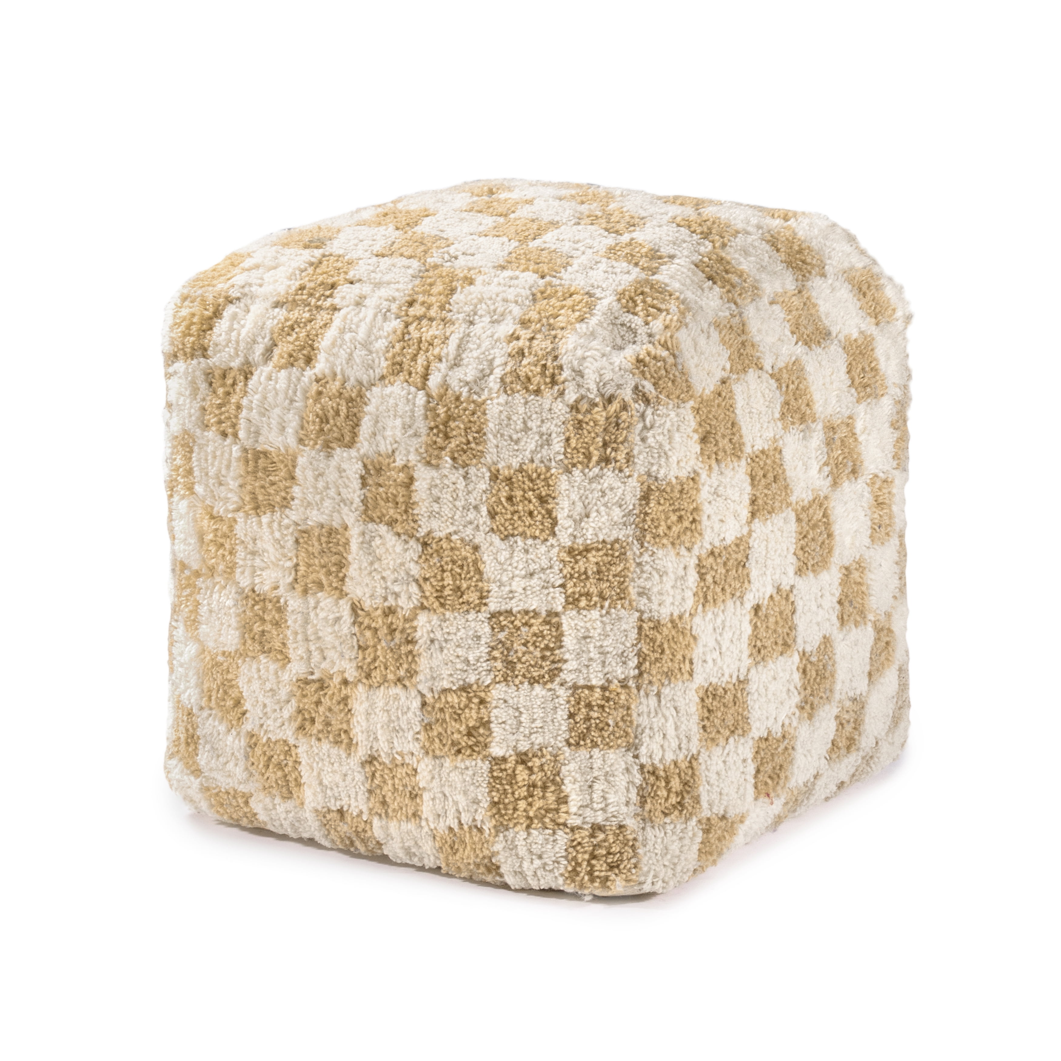 Anji Mountain Pouf Ottoman Foot Rest, Handmade Ottoman Pouf, Comfortable Foot Stool, Decorative Floor Seating for Living Room Decor, Bedroom & Home Décor Accent - Beige