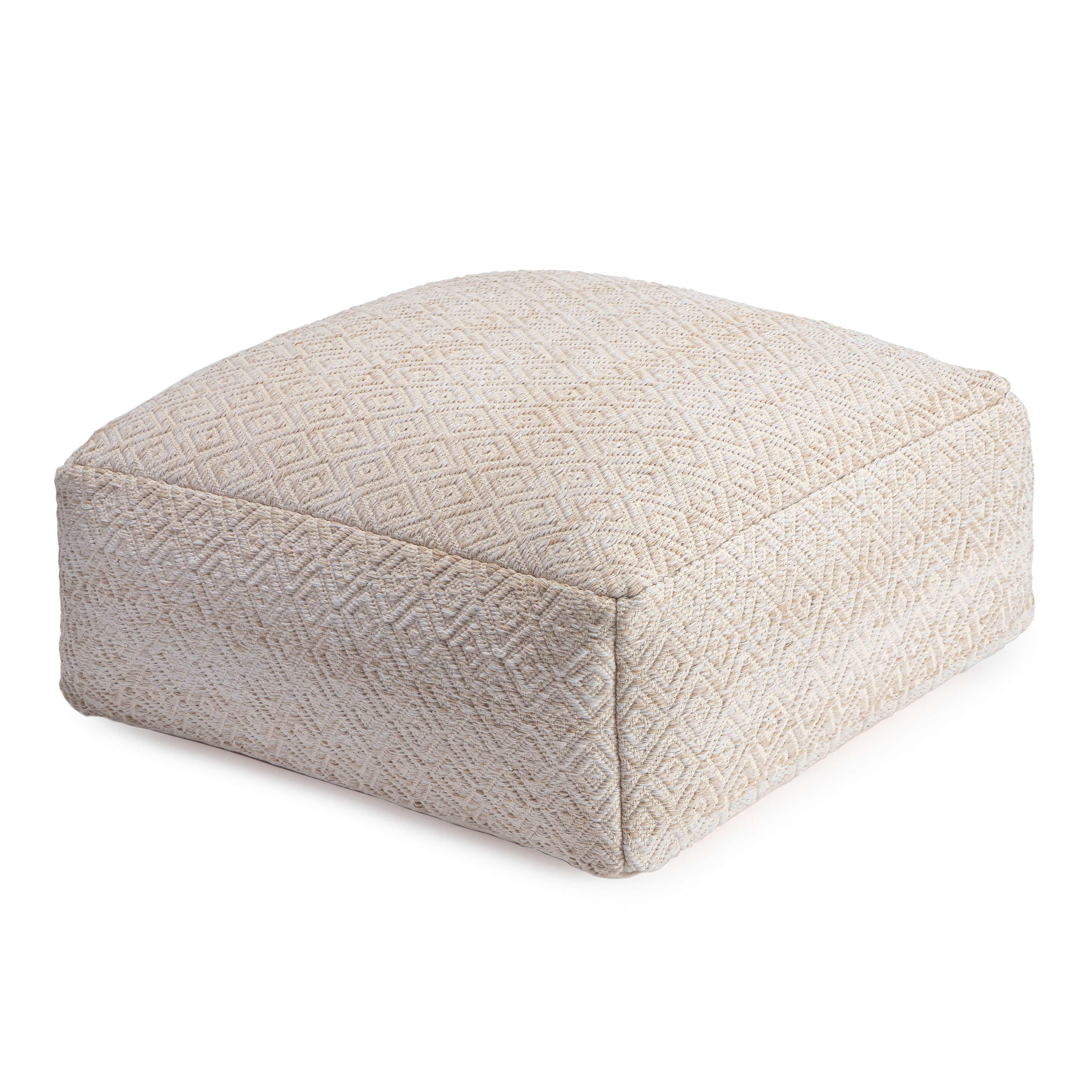 Anji Mountain Tawny Beige Cotton Polyester Square Poufs