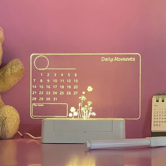 AnjiSee 9.9in USB Light Up Acrylic Note Board LED Desk Night Light with Erasable Writing Panel