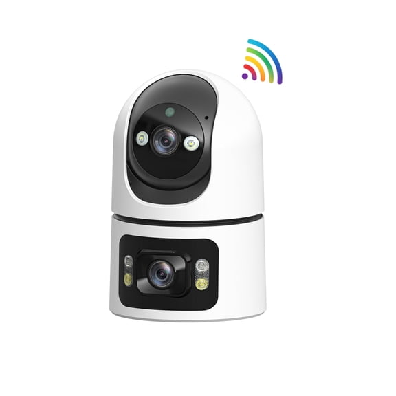 AnjiSee CM15 Dual Lens Indoor Security Camera, 2K WiFi Home Monitor, Without Mounting, White